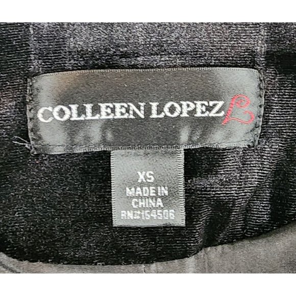 Colleen Lopez Jacket Womens Extra Small Black Velvet Floral Embroidered Blazer - Picture 4 of 12